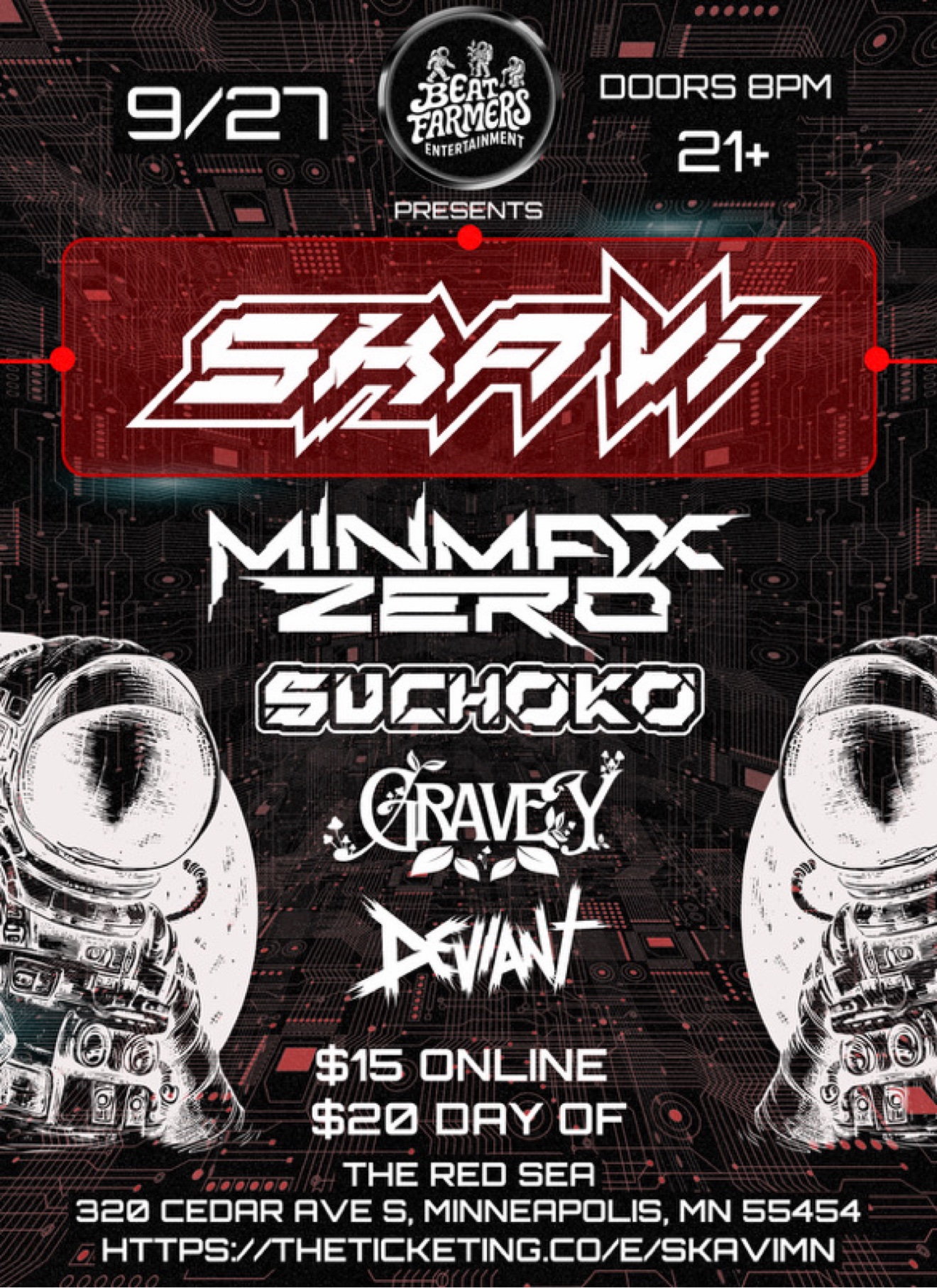 SKAVM flyer for September 27 2025 at The Red Sea presented by Beat Farmers Entertainment